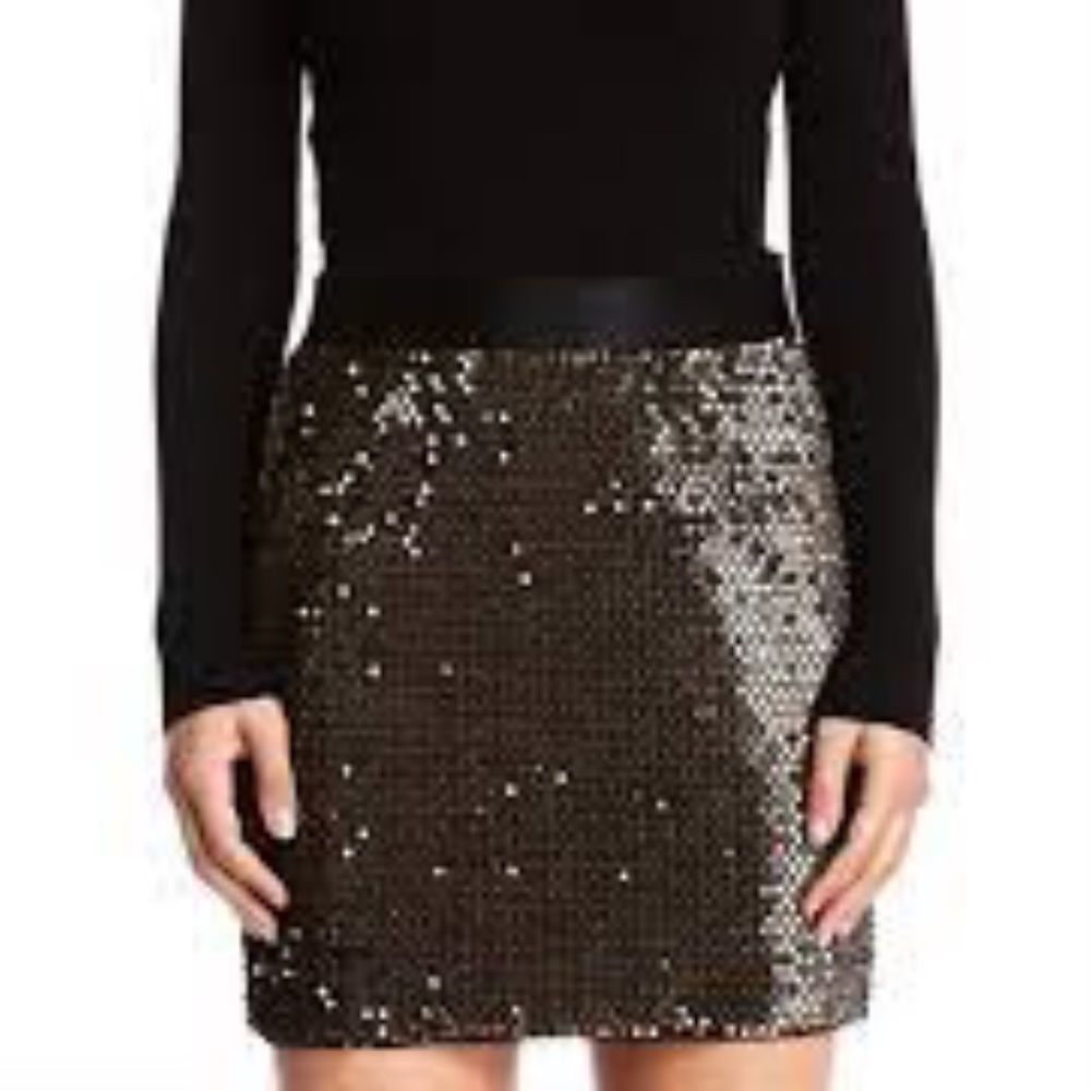 NWT Bailey 44  Lottie Sequin Mini Skirt - Army Green and Black Sequin - Size M